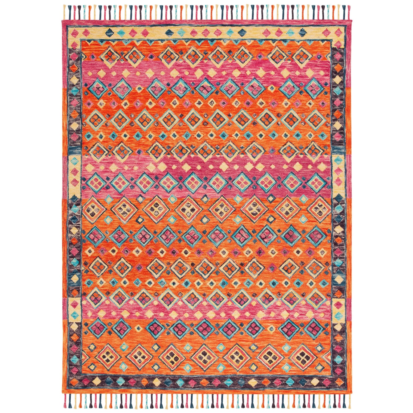 Tapis en laine Aspen Hysnie éclectique orange/fuchsia fait main SAFAVIEH