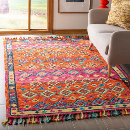 Tapis en laine Aspen Hysnie éclectique orange/fuchsia fait main SAFAVIEH