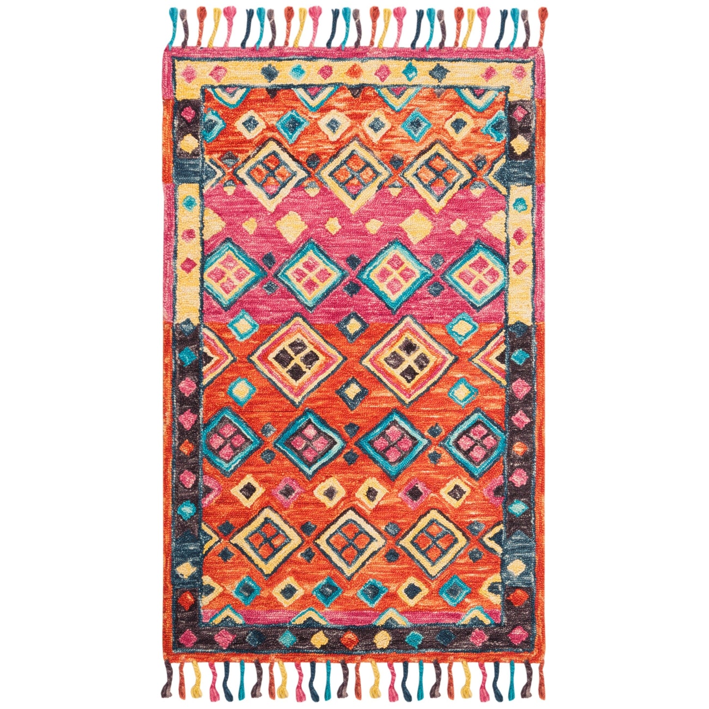 Tapis en laine Aspen Hysnie éclectique orange/fuchsia fait main SAFAVIEH