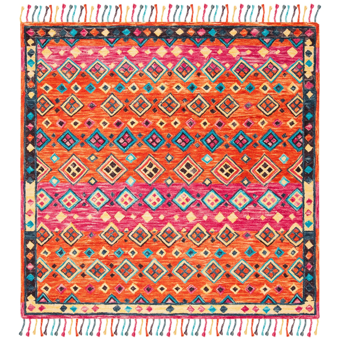 Tapis en laine Aspen Hysnie éclectique orange/fuchsia fait main SAFAVIEH