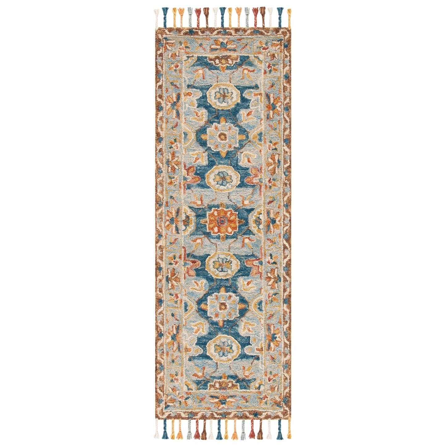 Tapis en laine à pompons Aspen Kimm Boho fait main SAFAVIEH