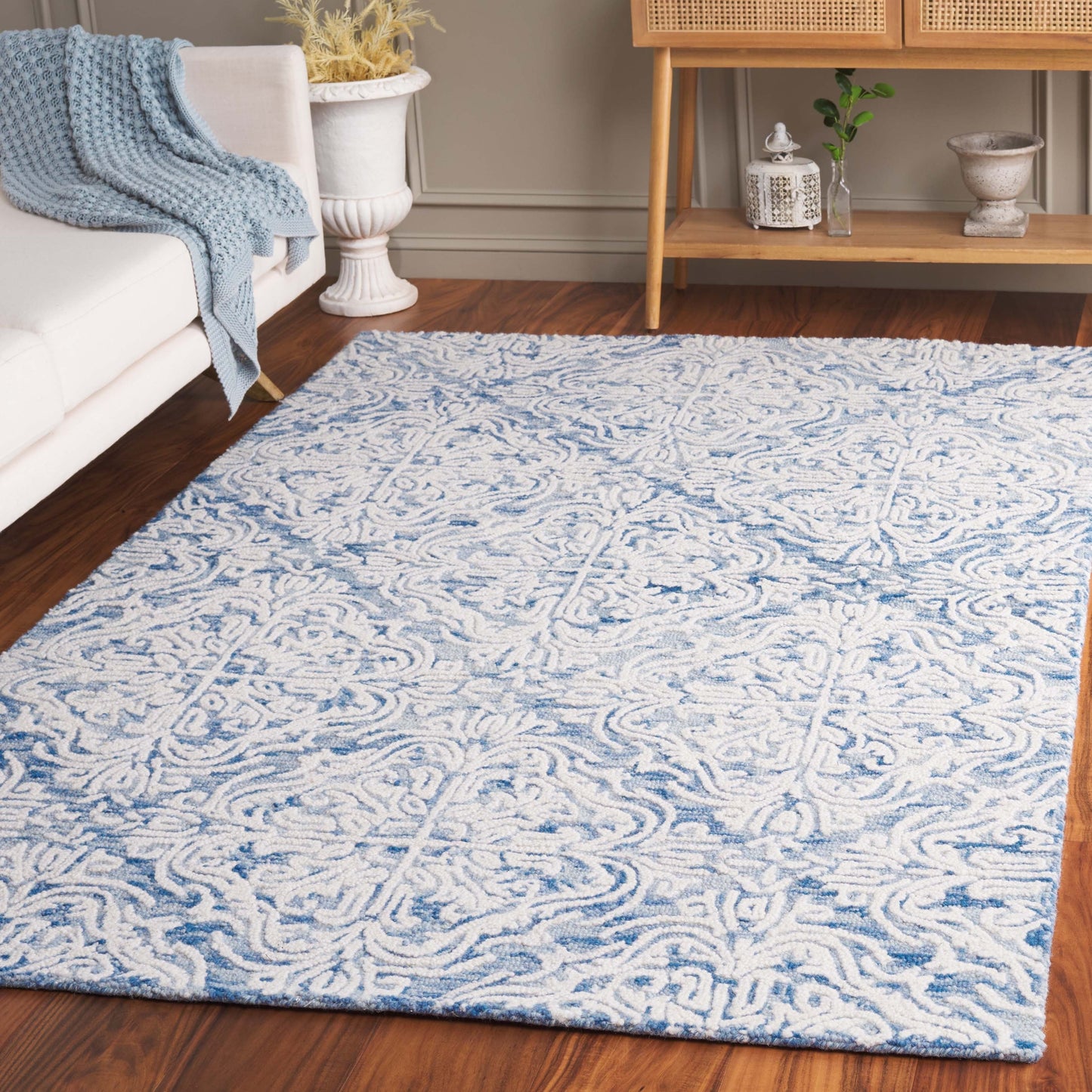 Tapis en laine moderne à motif floral Gertrida fait main SAFAVIEH