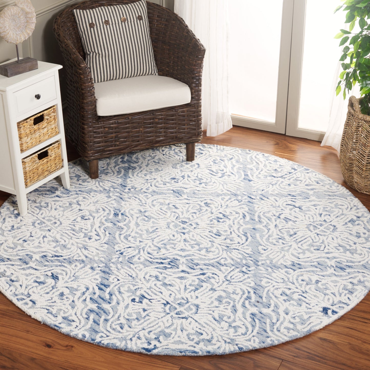 Tapis en laine moderne à motif floral Gertrida fait main SAFAVIEH