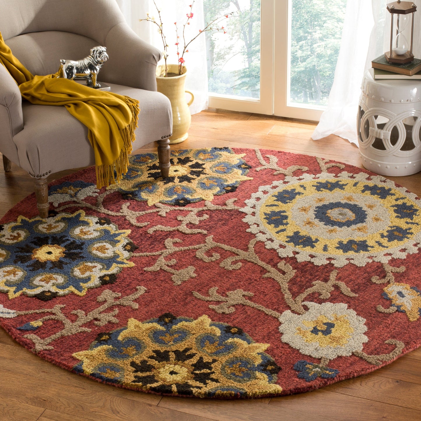 Tapis en laine moderne à motif floral Blossom Maaret, fait main par SAFAVIEH