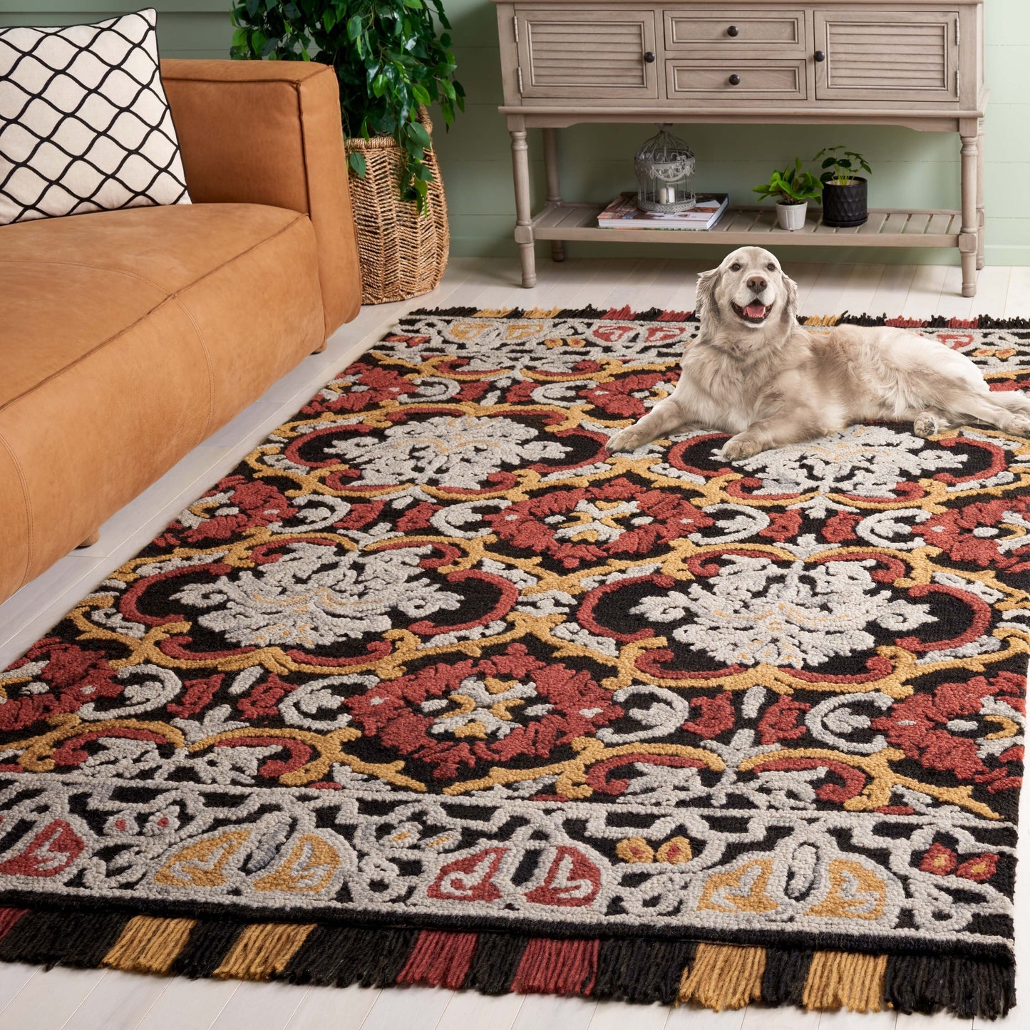 Tapis en laine à motif floral Porzia fait main SAFAVIEH