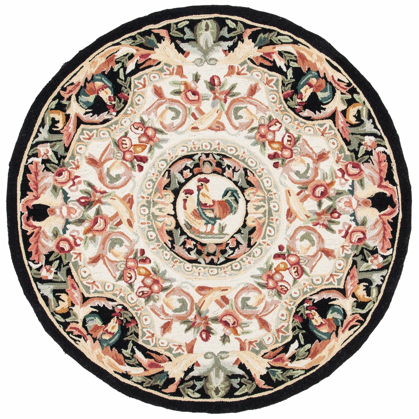 Tapis en laine SAFAVIEH fait main Chelsea Anni motif coq, style campagne française