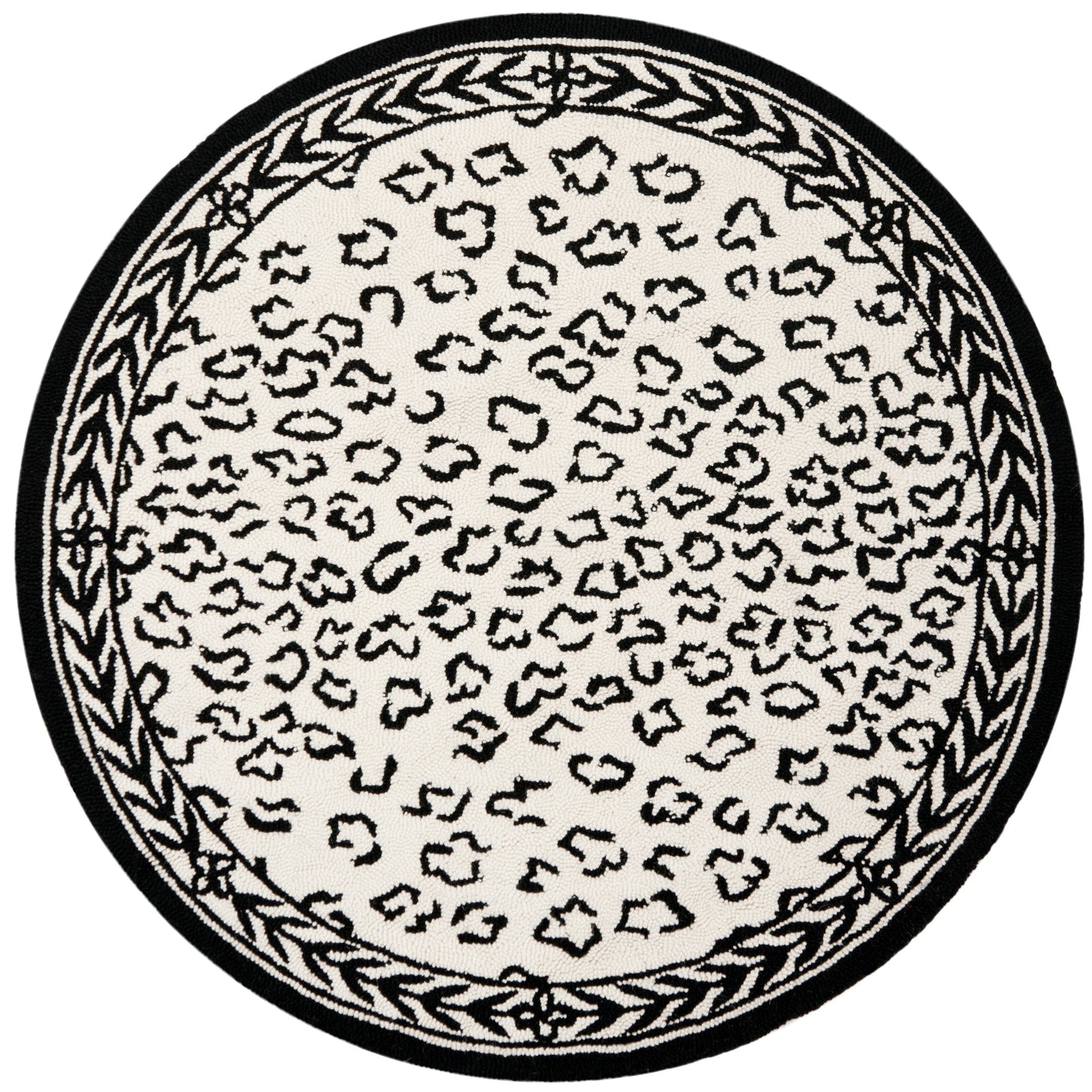 Tapis SAFAVIEH fait main Chelsea Solar Garden Leopard en laine de campagne française