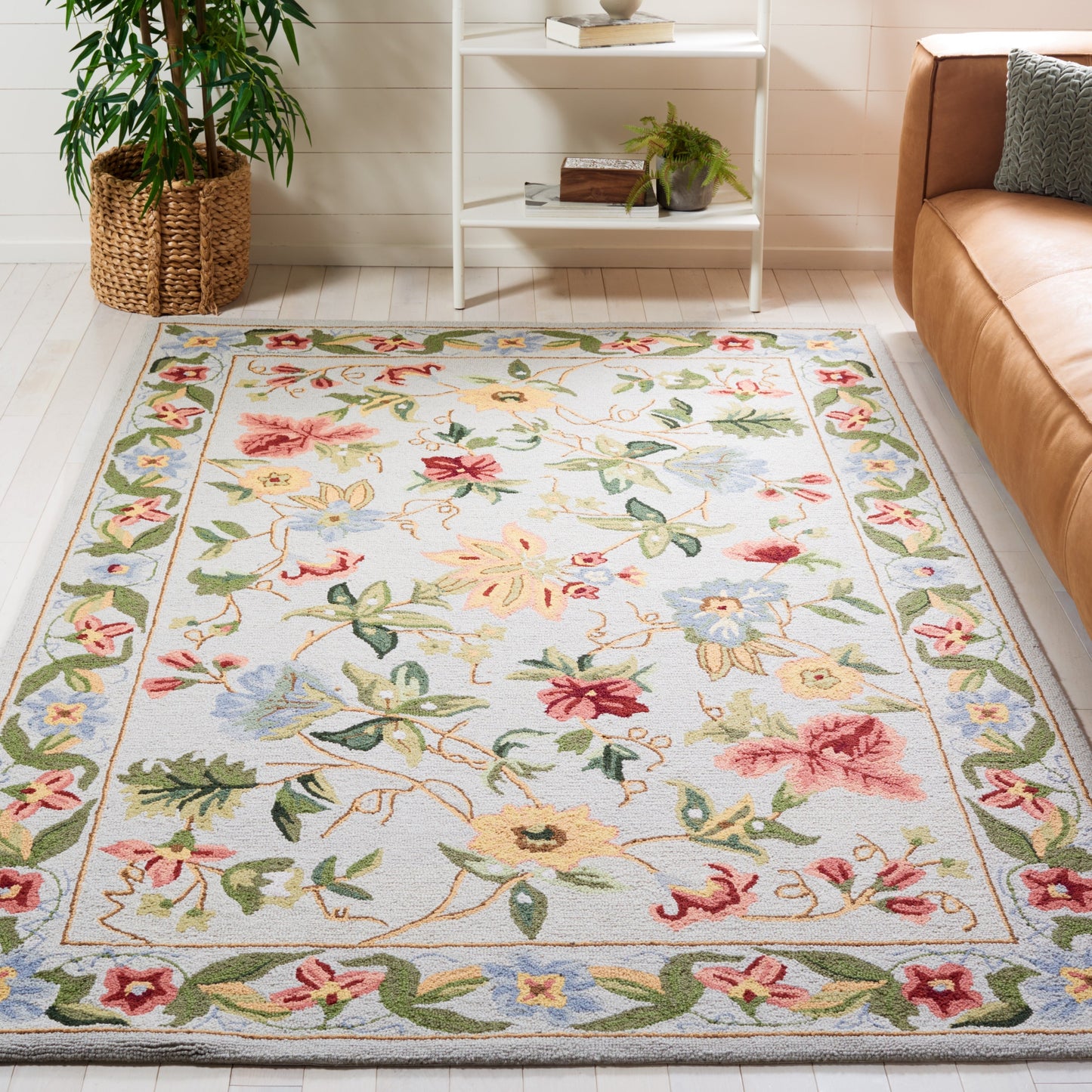 Tapis en laine SAFAVIEH fait main Chelsea Yauhenia à motif floral de style campagnard français
