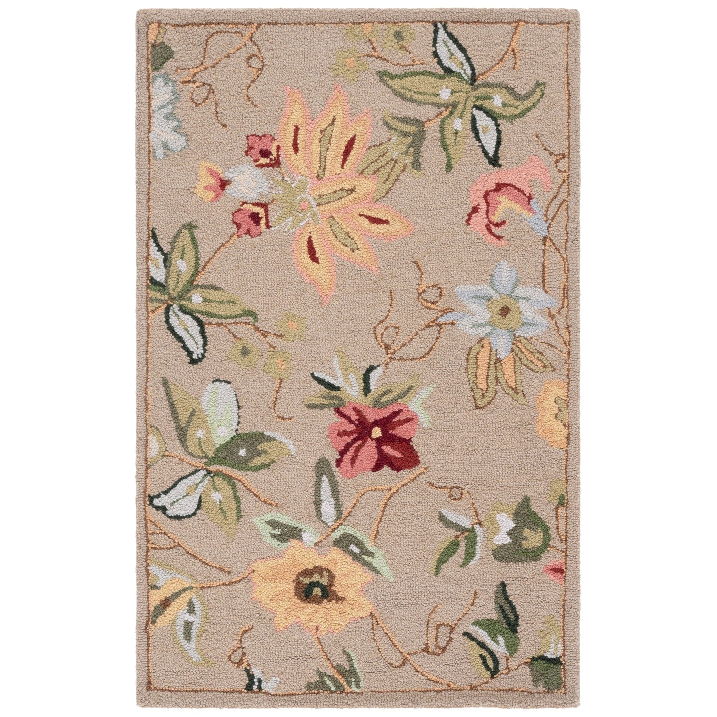 Tapis en laine SAFAVIEH fait main Chelsea Yauhenia à motif floral de style campagnard français