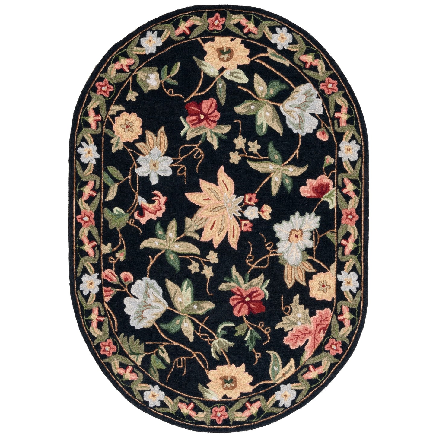 Tapis en laine SAFAVIEH fait main Chelsea Yauhenia à motif floral de style campagnard français