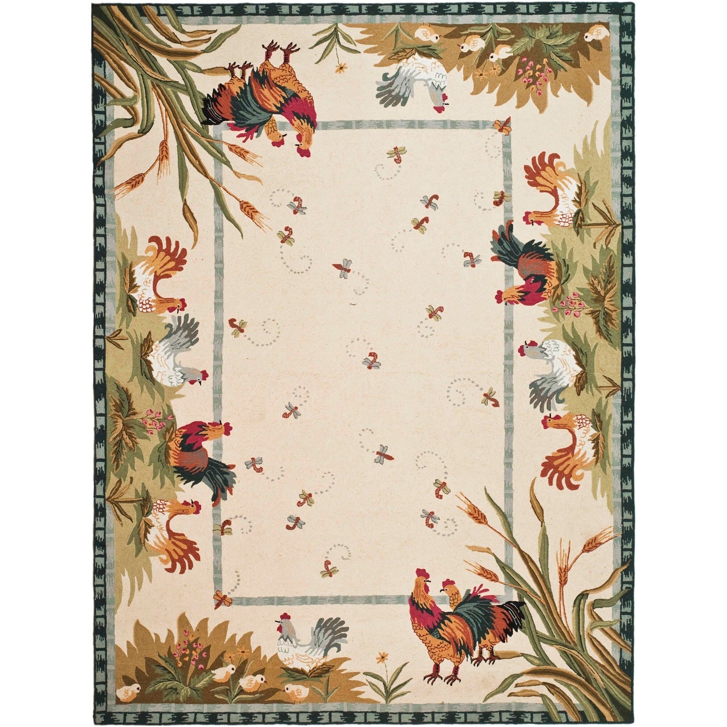 Tapis en laine SAFAVIEH fait main Chelsea Yauheniya motif coq de campagne française