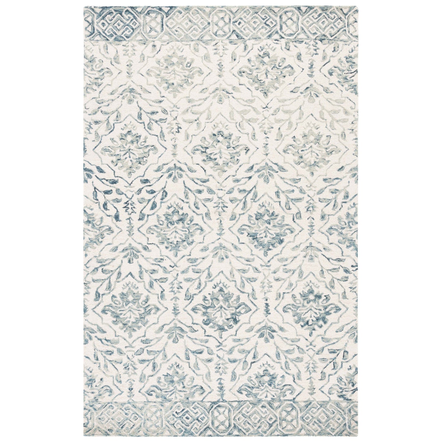 Tapis en laine Elvedina à motif floral, teint à la main par SAFAVIEH