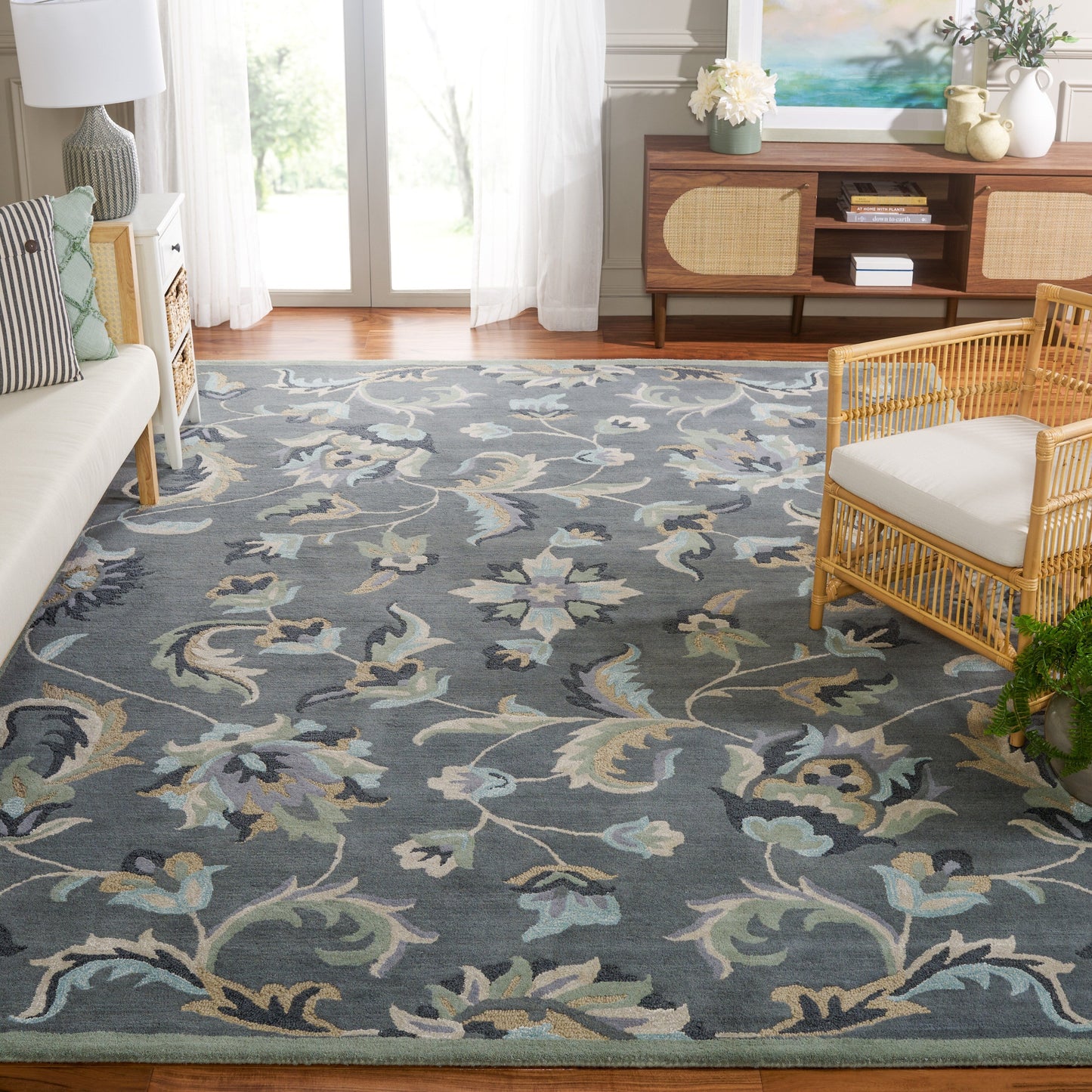 Tapis en laine à motif floral champêtre SAFAVIEH fait main Jardin Aase