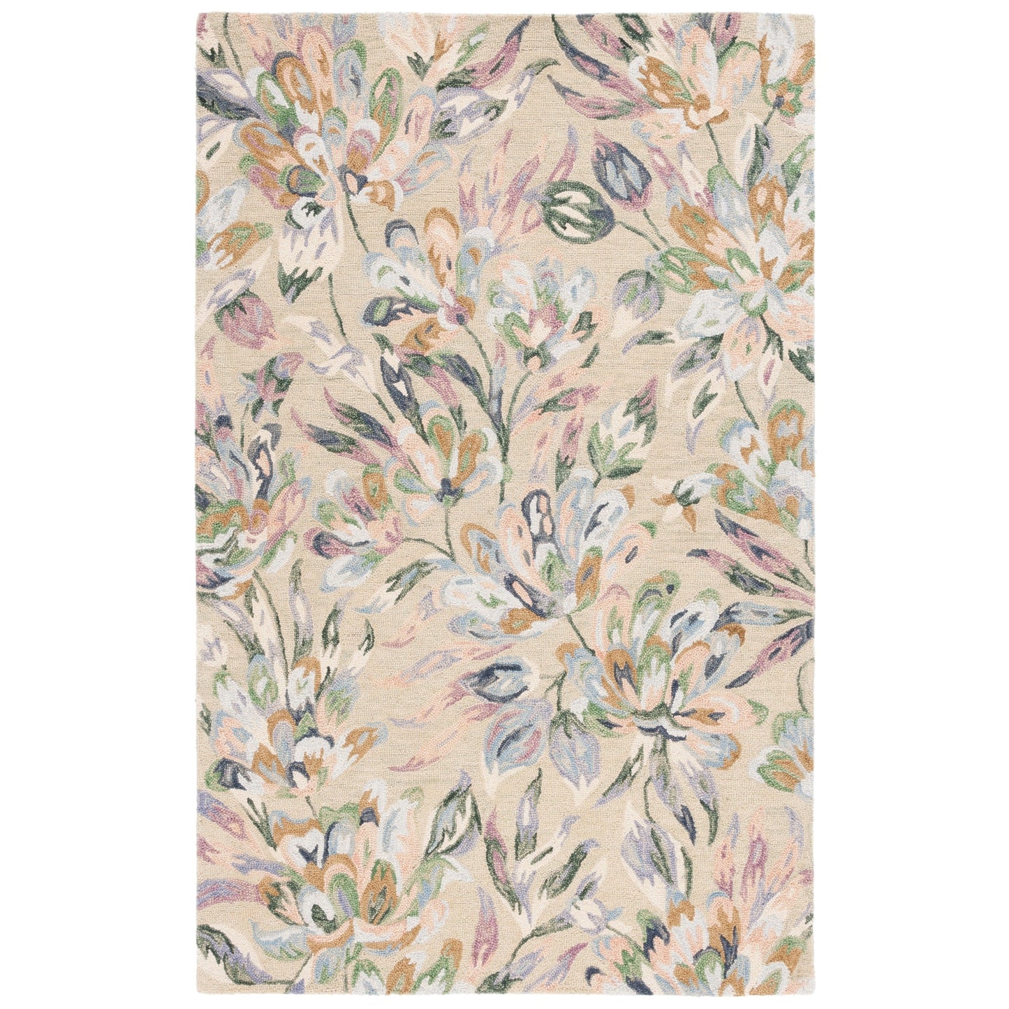 Tapis en laine à motif floral Jardin Evamarie fait main SAFAVIEH