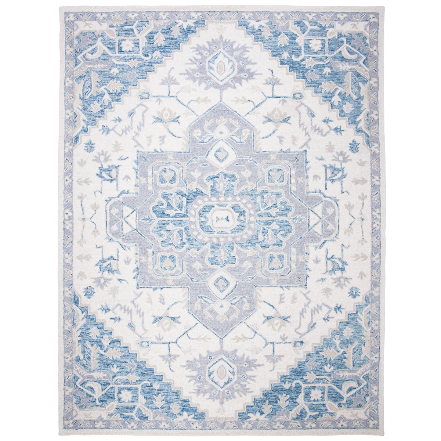 Tapis en laine SAFAVIEH à micro-boucles, motif médaillon Gulseven, fait main