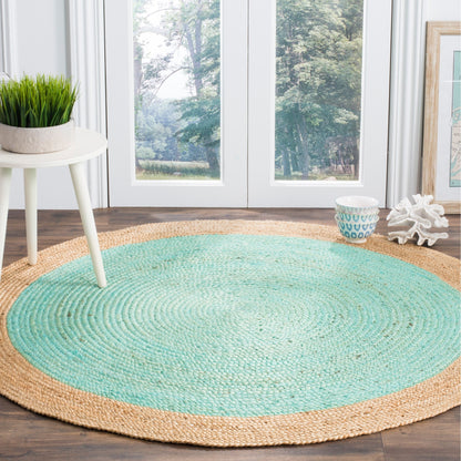 Tapis rond en jute à bordure Jolette en fibres naturelles fait main SAFAVIEH