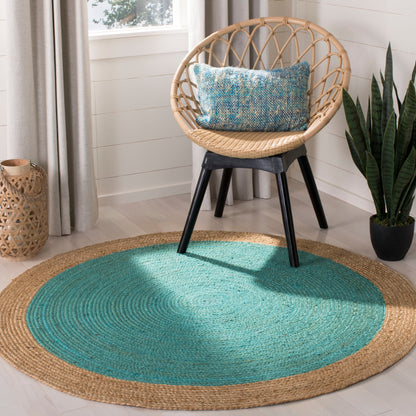 Tapis rond en jute à bordure Jolette en fibres naturelles fait main SAFAVIEH