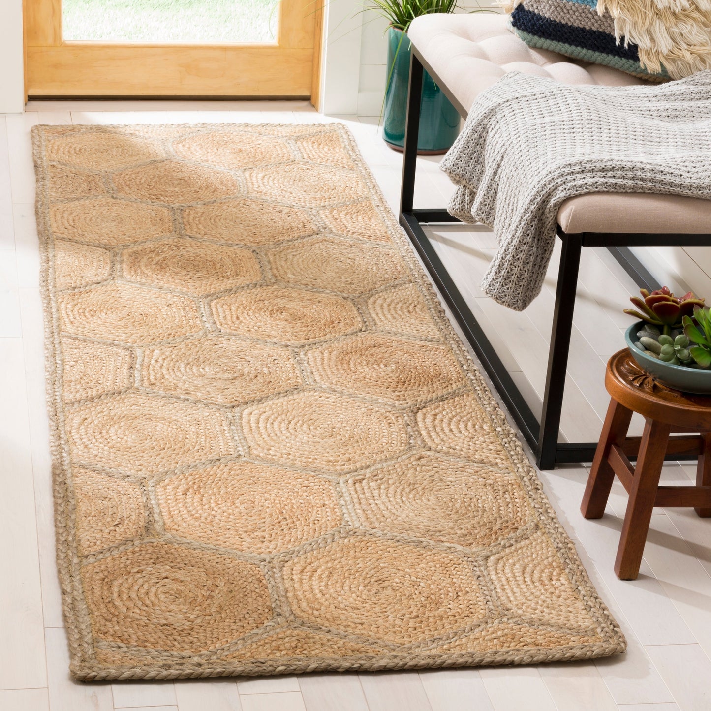 Tapis en jute alvéolé Nargiz en fibres naturelles, fait main, SAFAVIEH