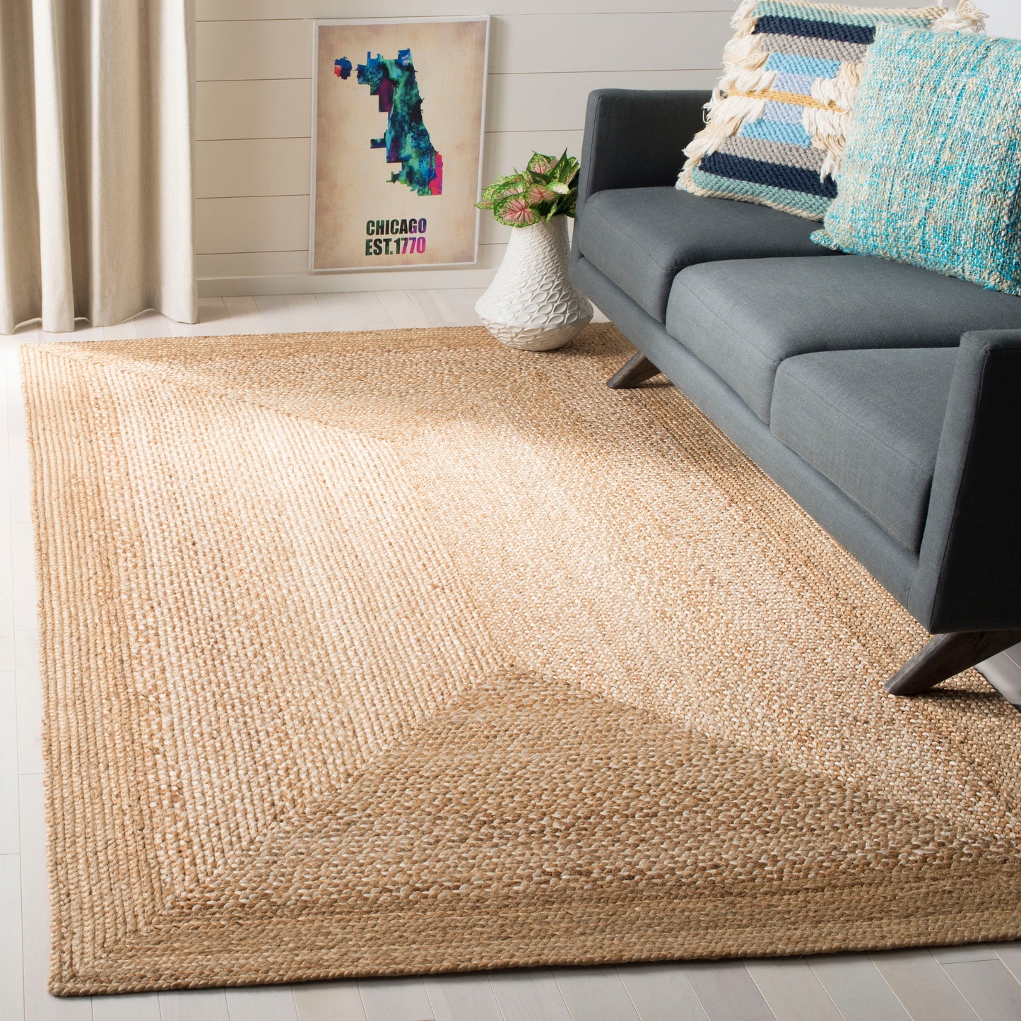 Tapis en jute Ronette en fibres naturelles fait main SAFAVIEH