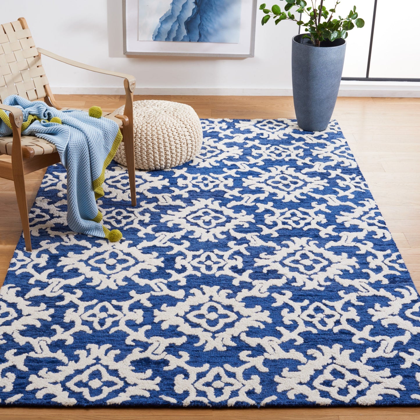 SAFAVIEH, Tapis en laine moderne à motif floral Blossom Vesela, fait main