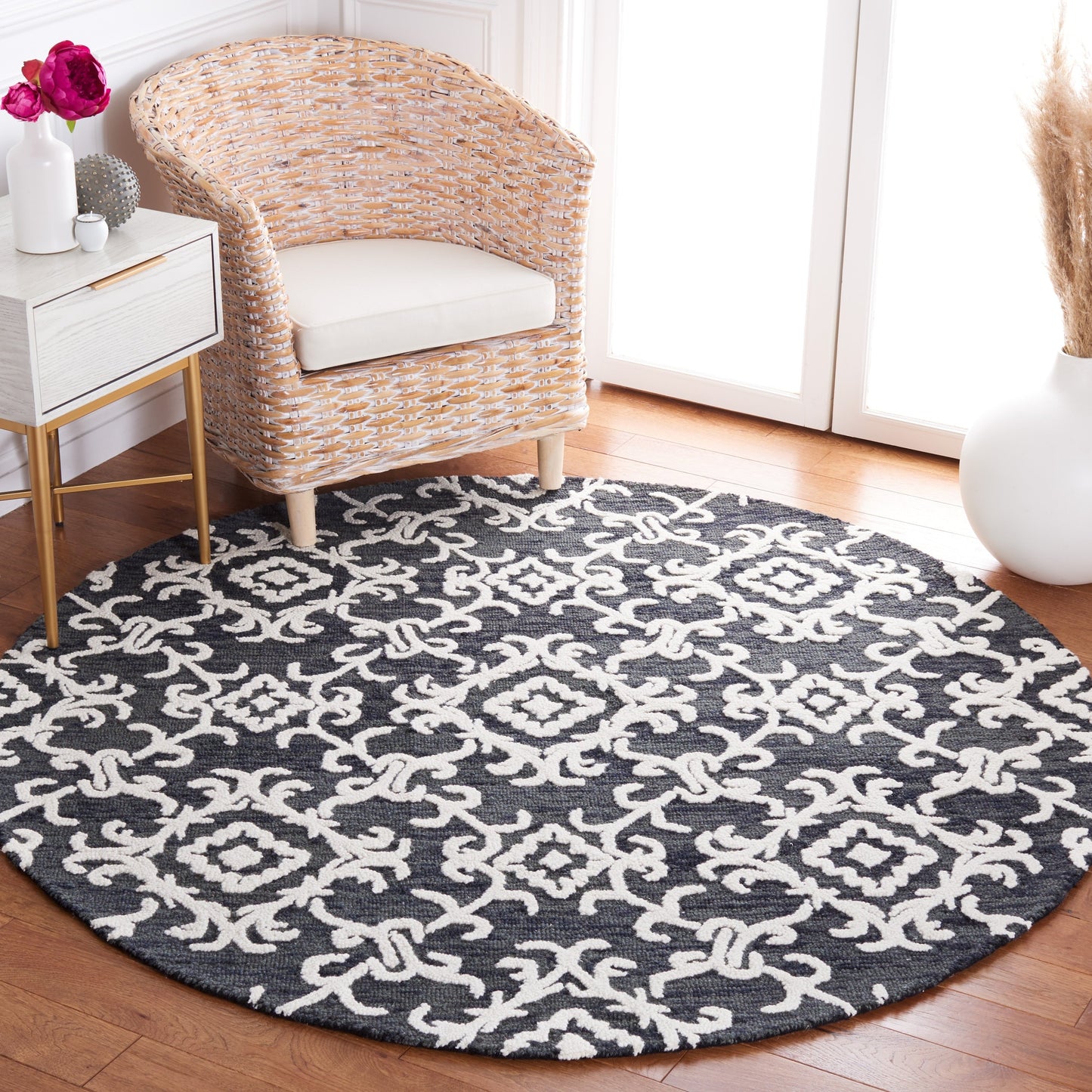 SAFAVIEH, Tapis en laine moderne à motif floral Blossom Vesela, fait main