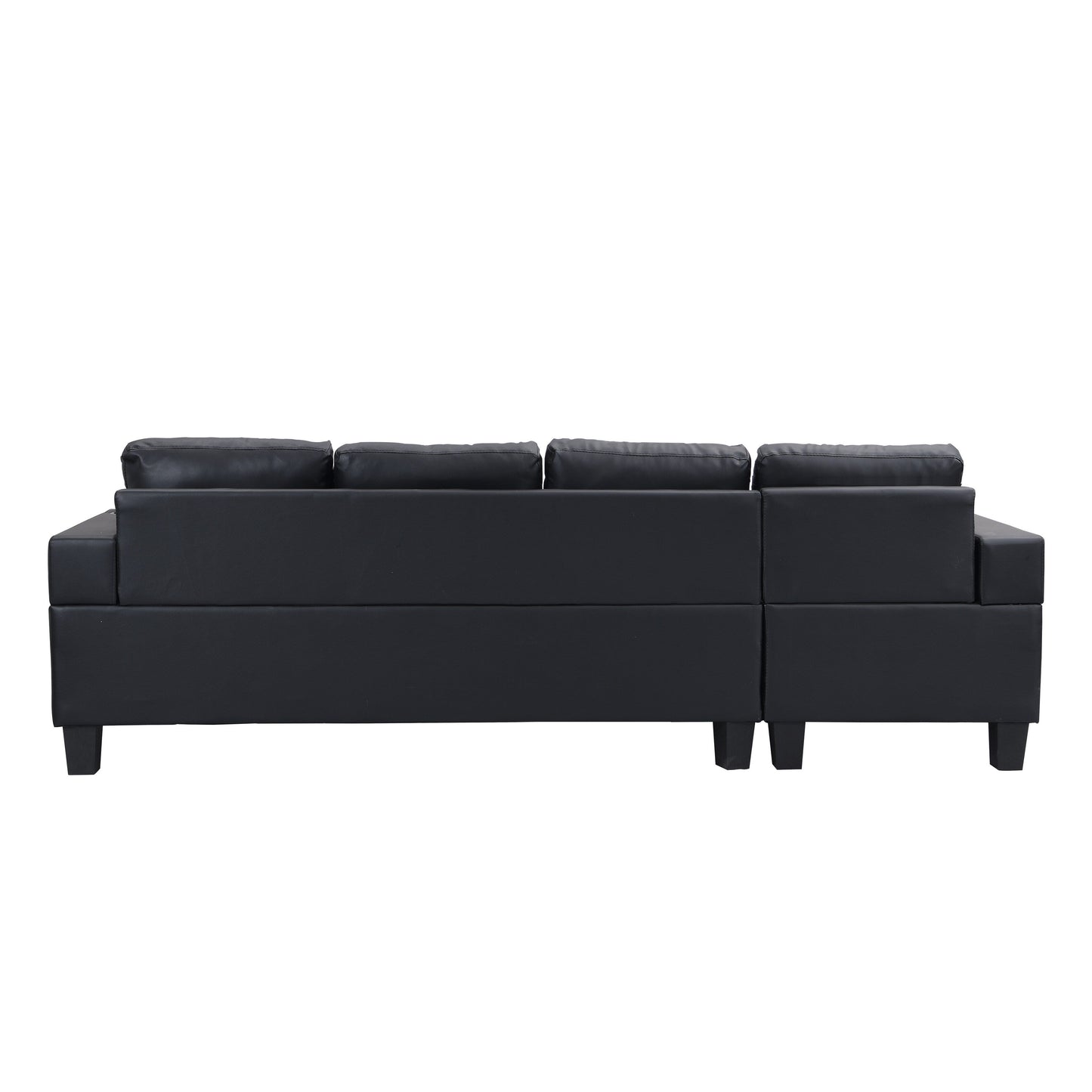Ensemble de canapés sectionnels pour salon avec méridienne en L, porte-gobelet et méridienne gauche ou droite moderne 4 places (NOIR)