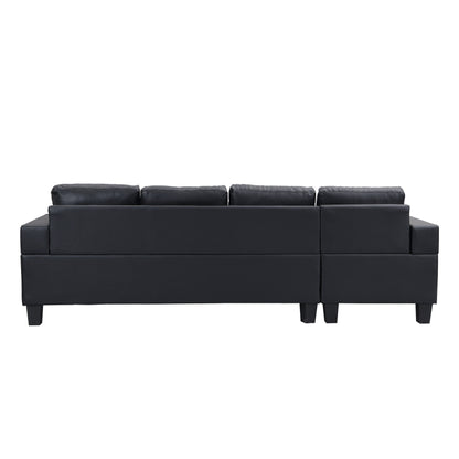 Ensemble de canapés sectionnels pour salon avec méridienne en L, porte-gobelet et méridienne gauche ou droite moderne 4 places (NOIR)