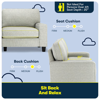 Canapé Serta Palisades 73 avec accoudoirs droits, polyester facile d'entretien, dossier moelleux et coussins d'assise à ressorts ensachés