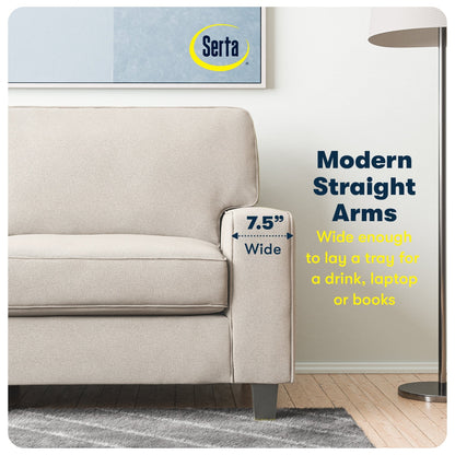 Canapé Serta Palisades 73 avec accoudoirs droits, polyester facile d'entretien, dossier moelleux et coussins d'assise à ressorts ensachés