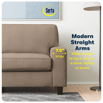 Canapé Serta Palisades 73 avec accoudoirs droits, polyester facile d'entretien, dossier moelleux et coussins d'assise à ressorts ensachés