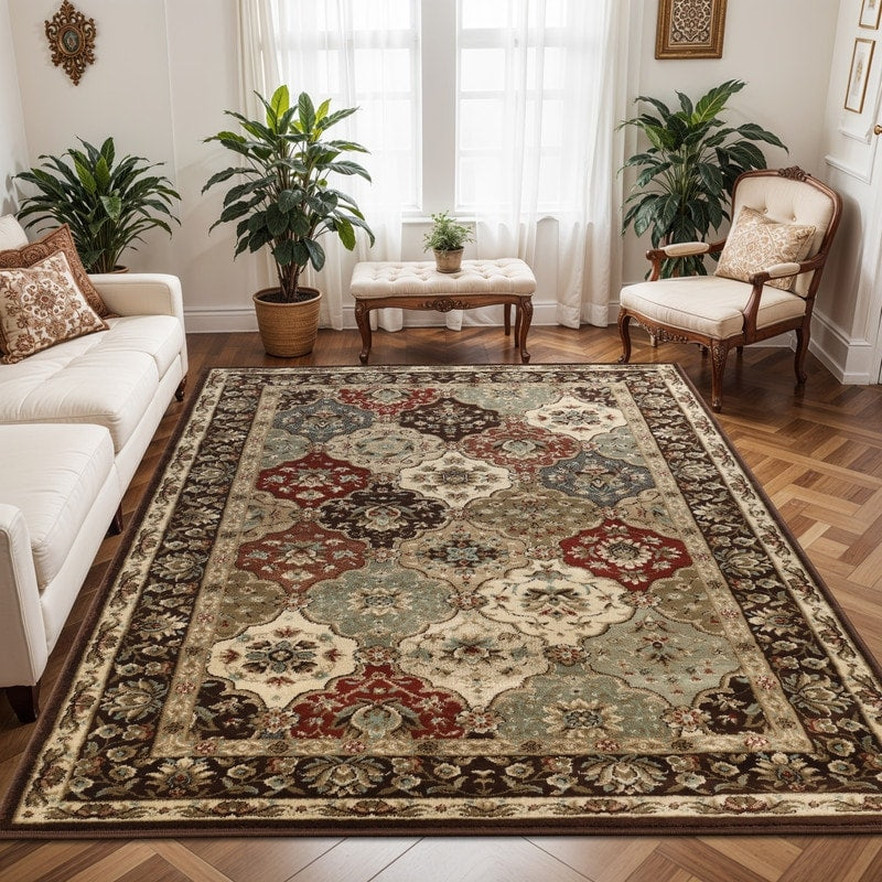 Tapis d'intérieur ou de couloir à motif floral traditionnel Superior Palmyra
