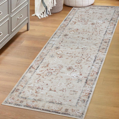 Tapis d'intérieur ou couloir Superior Swan Floral antidérapant et lavable en machine
