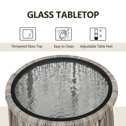 Ensemble bistro de conversation en résine tressée 3 pièces pour extérieur, mobilier de patio en rotin résistant aux intempéries avec coussins