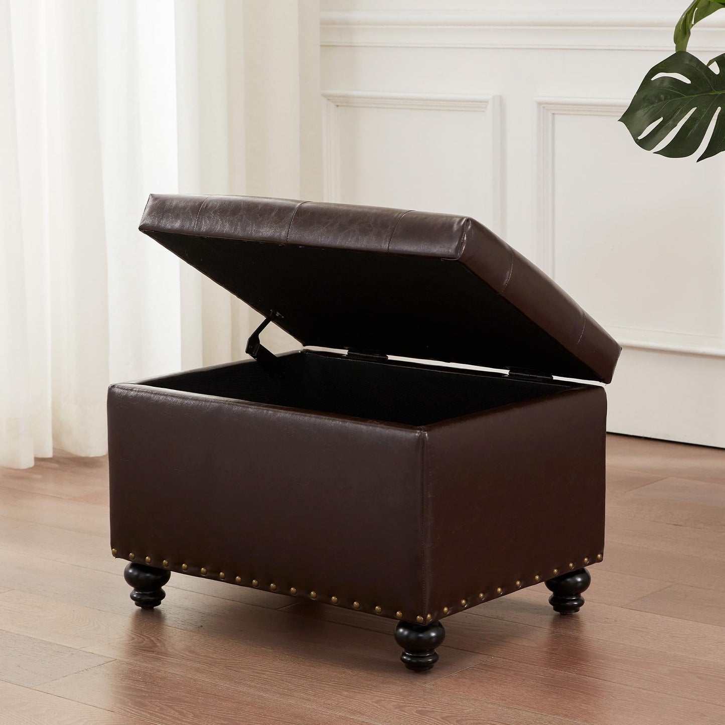 Banc ottoman de rangement capitonné, repose-pieds rectangulaire