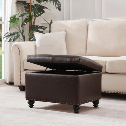 Banc ottoman de rangement capitonné, repose-pieds rectangulaire