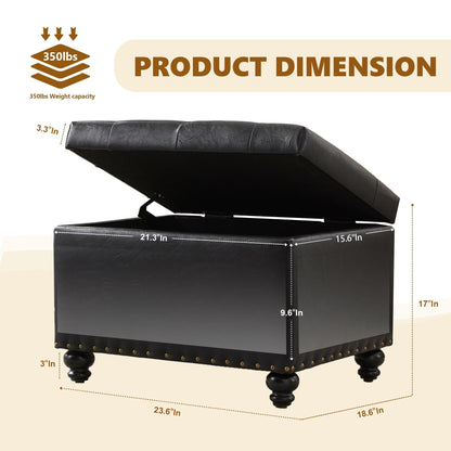 Banc ottoman de rangement capitonné, repose-pieds rectangulaire