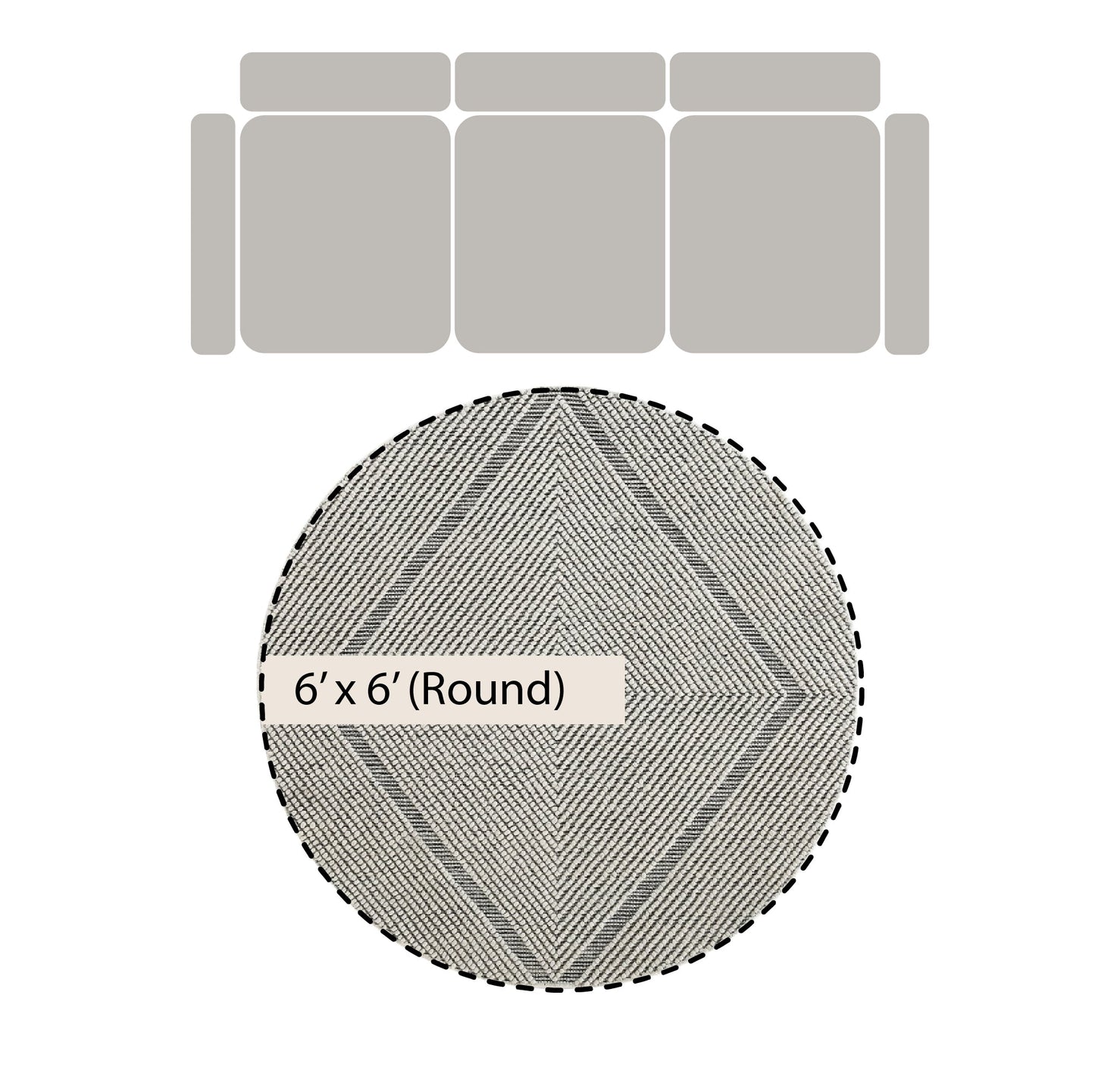 Tapis rond en laine tissé à la main Avanti, motif sel et poivre, à pompons et diamants