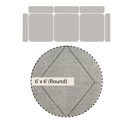 Tapis rond en laine tissé à la main Avanti, motif sel et poivre, à pompons et diamants