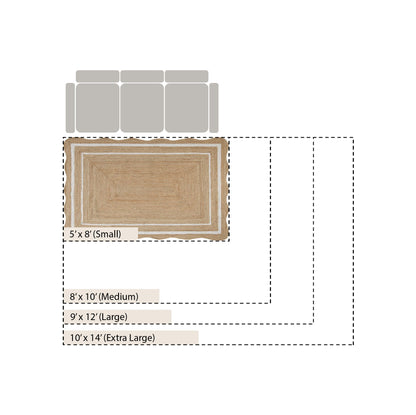 Tapis rectangulaire festonné en jute tressé à la main Evie