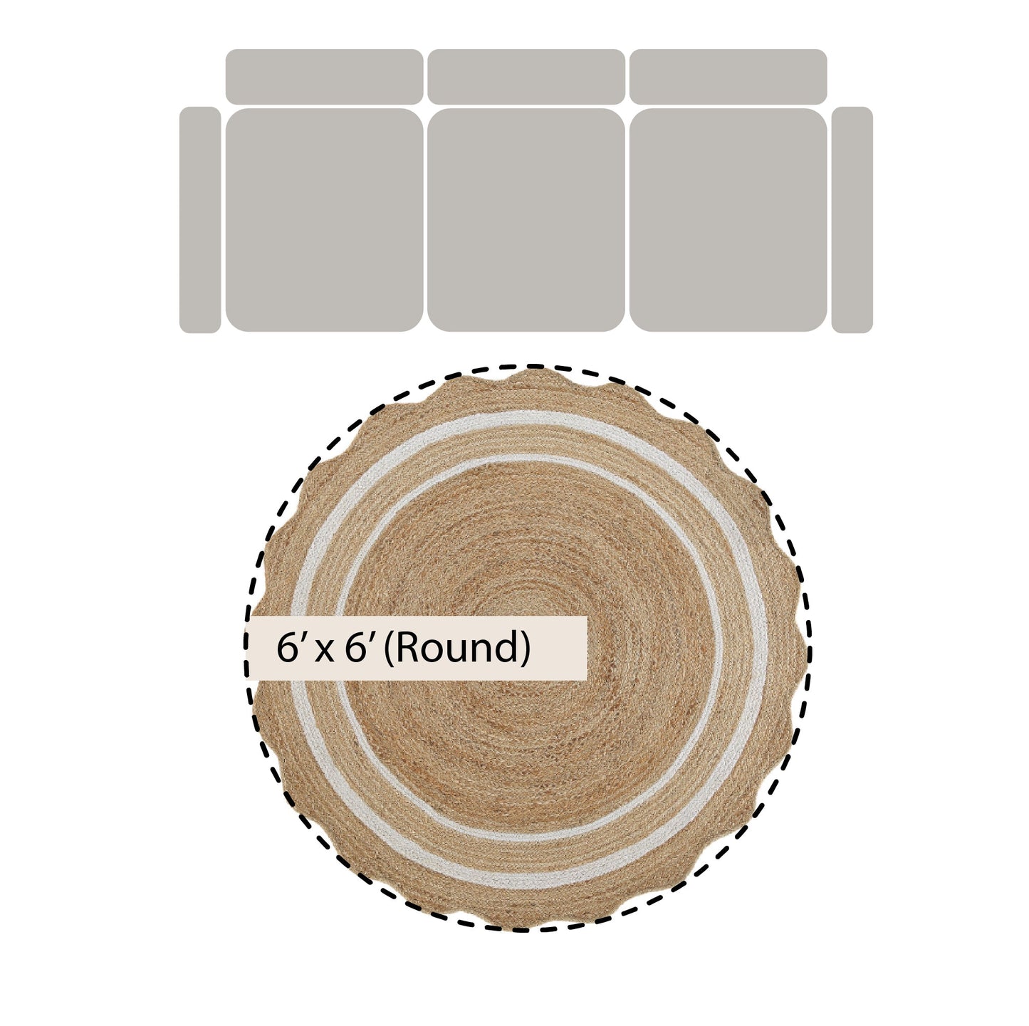 Tapis rond festonné en jute tressé à la main Evie