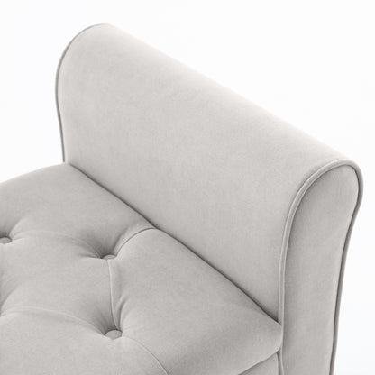 Banc de rangement rembourré avec accoudoirs et dossier capitonné rabattable, 128 cm (50,4 pouces).