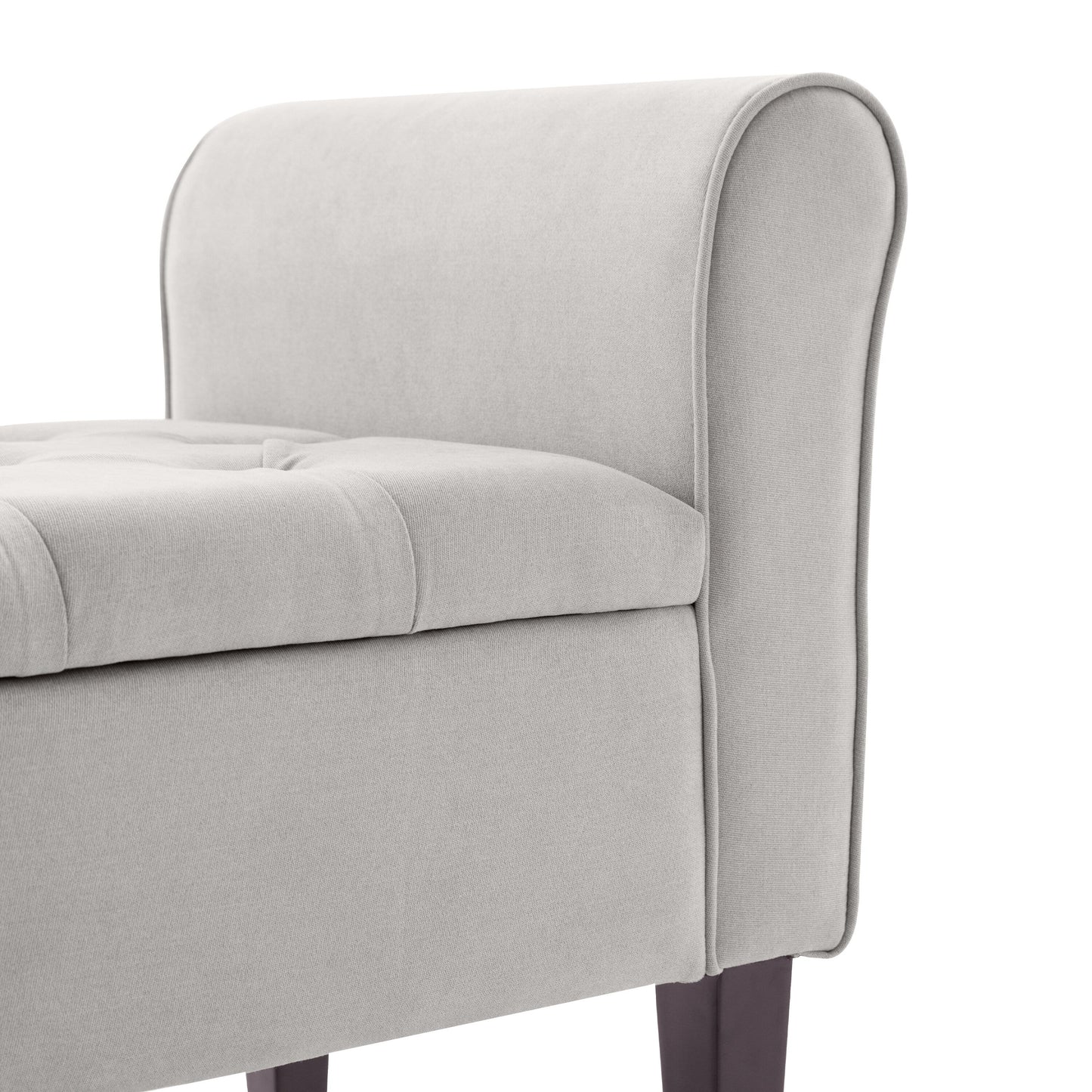 Banc de rangement rembourré avec accoudoirs et dossier capitonné rabattable, 128 cm (50,4 pouces).