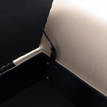 Banc de rangement rembourré avec accoudoirs et dossier capitonné rabattable, 128 cm (50,4 pouces).