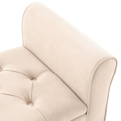 Banc de rangement rembourré avec accoudoirs et dossier capitonné rabattable, 128 cm (50,4 pouces).