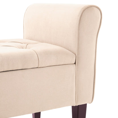 Banc de rangement rembourré avec accoudoirs et dossier capitonné rabattable, 128 cm (50,4 pouces).