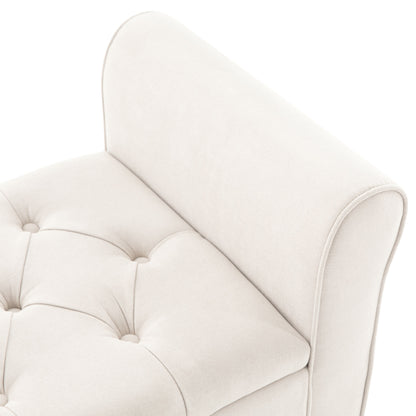 Banc de rangement rembourré avec accoudoirs et dossier capitonné rabattable, 128 cm (50,4 pouces).