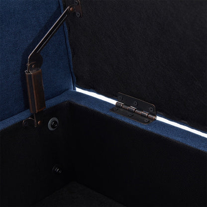 Banc de rangement rembourré avec accoudoirs et dossier capitonné rabattable, 128 cm (50,4 pouces).