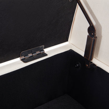 Banc de rangement rembourré avec accoudoirs et dossier capitonné rabattable, 128 cm (50,4 pouces).