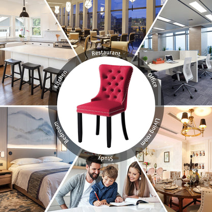 Ensemble de 6 chaises de salle à manger capitonnées en velours avec pieds en bois massif