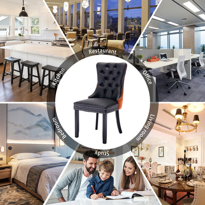 Ensemble de 6 chaises de salle à manger capitonnées en velours avec pieds en bois massif